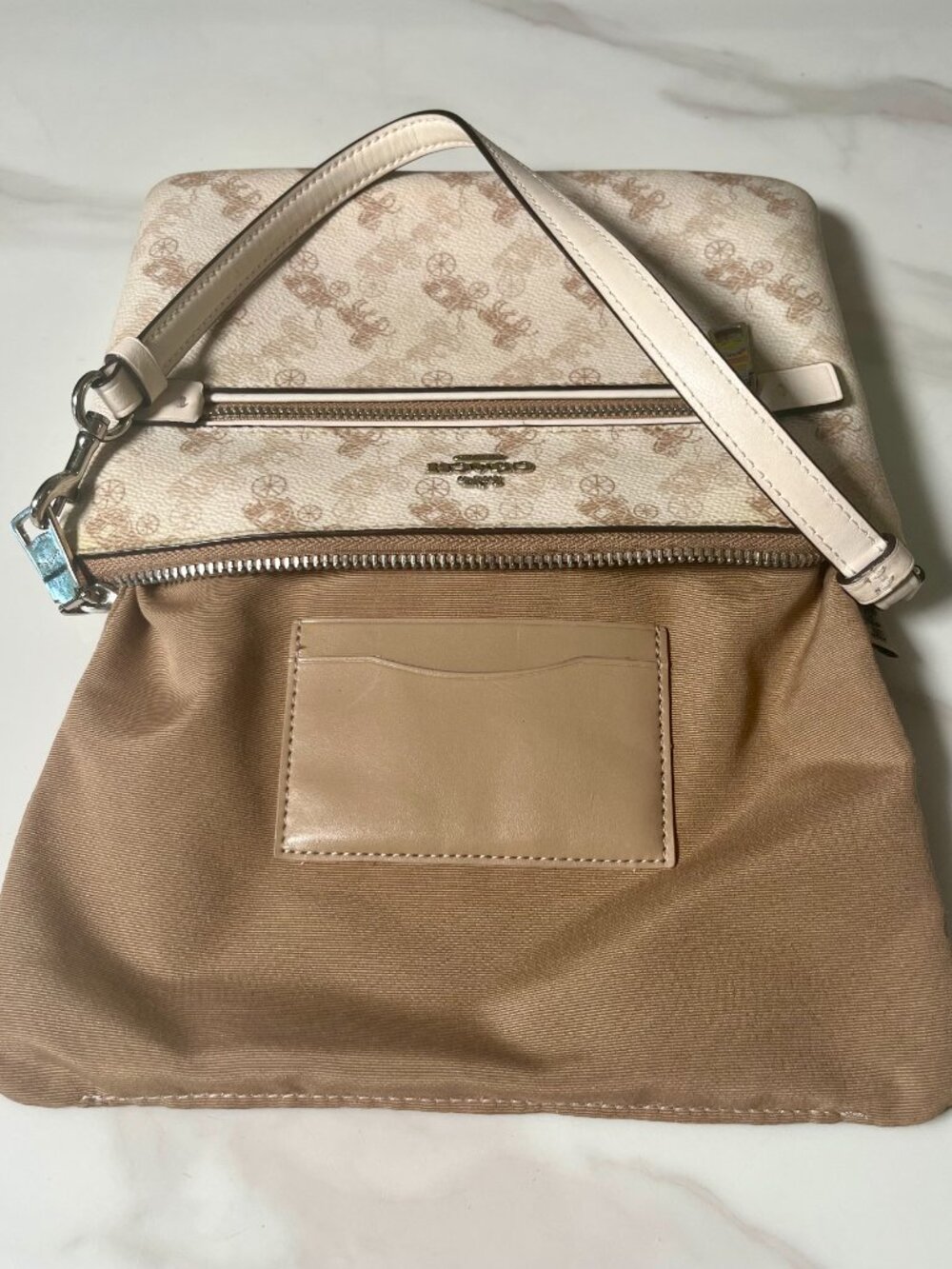 Coach Gallery Pouch Horse & Carriage Print Cream Wristlet - Picture 11 of 12